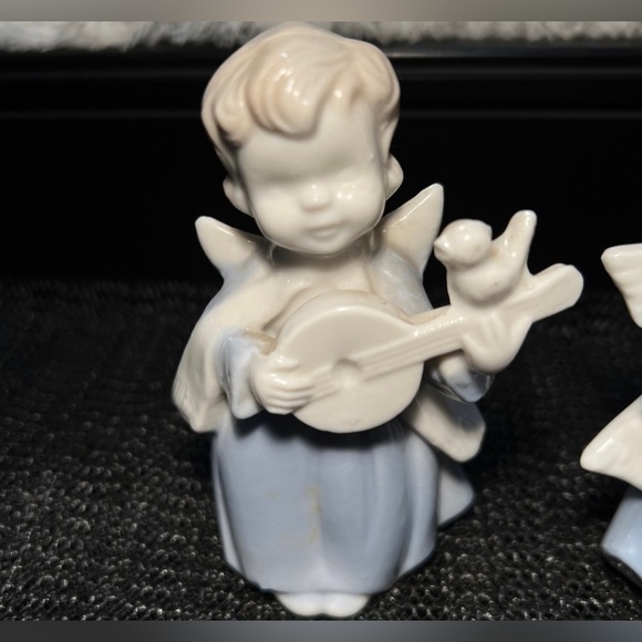 Set (2) Vintage Sanmyro Japan Porcelain Songbird Angels Mandolin Concertina 3.5” - Picture 6 of 12